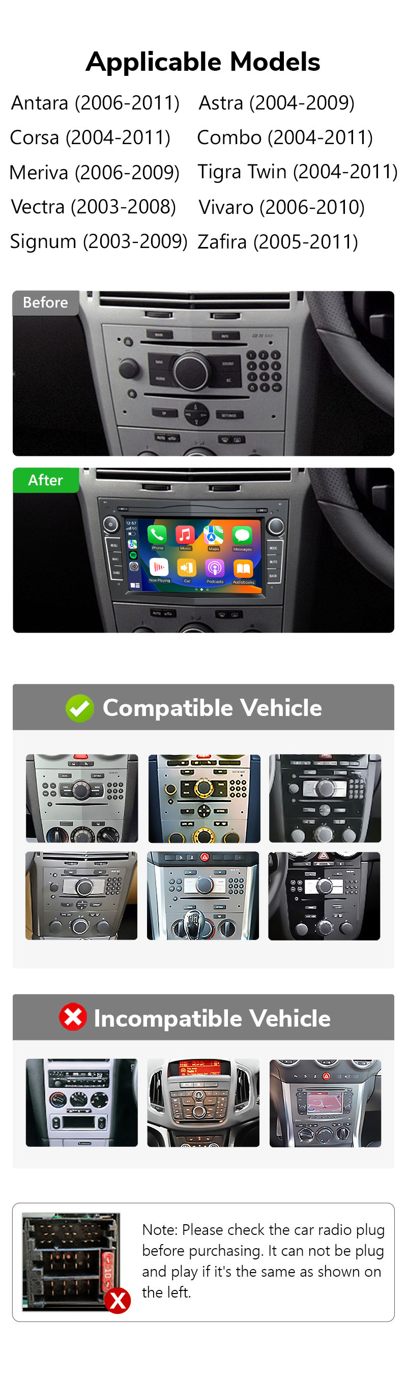 CARPLAY ANDROID 13 Autoradio GPS Navi Kamera Für Opel Astra H Zafira B Corsa C D EUR 123,99